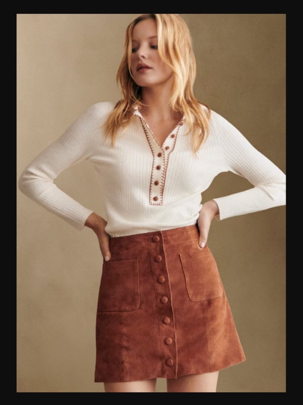 Suede Nehir Skirt Caramel by Sezane NWT SIZE 4